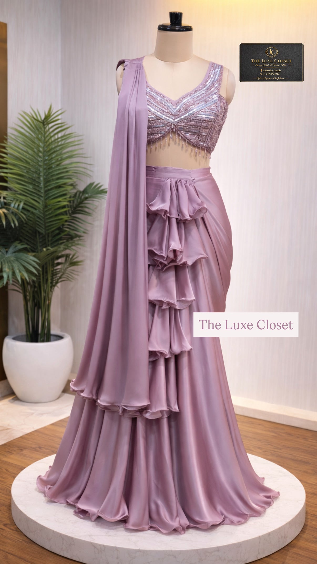 Dusky mauve Designer saree