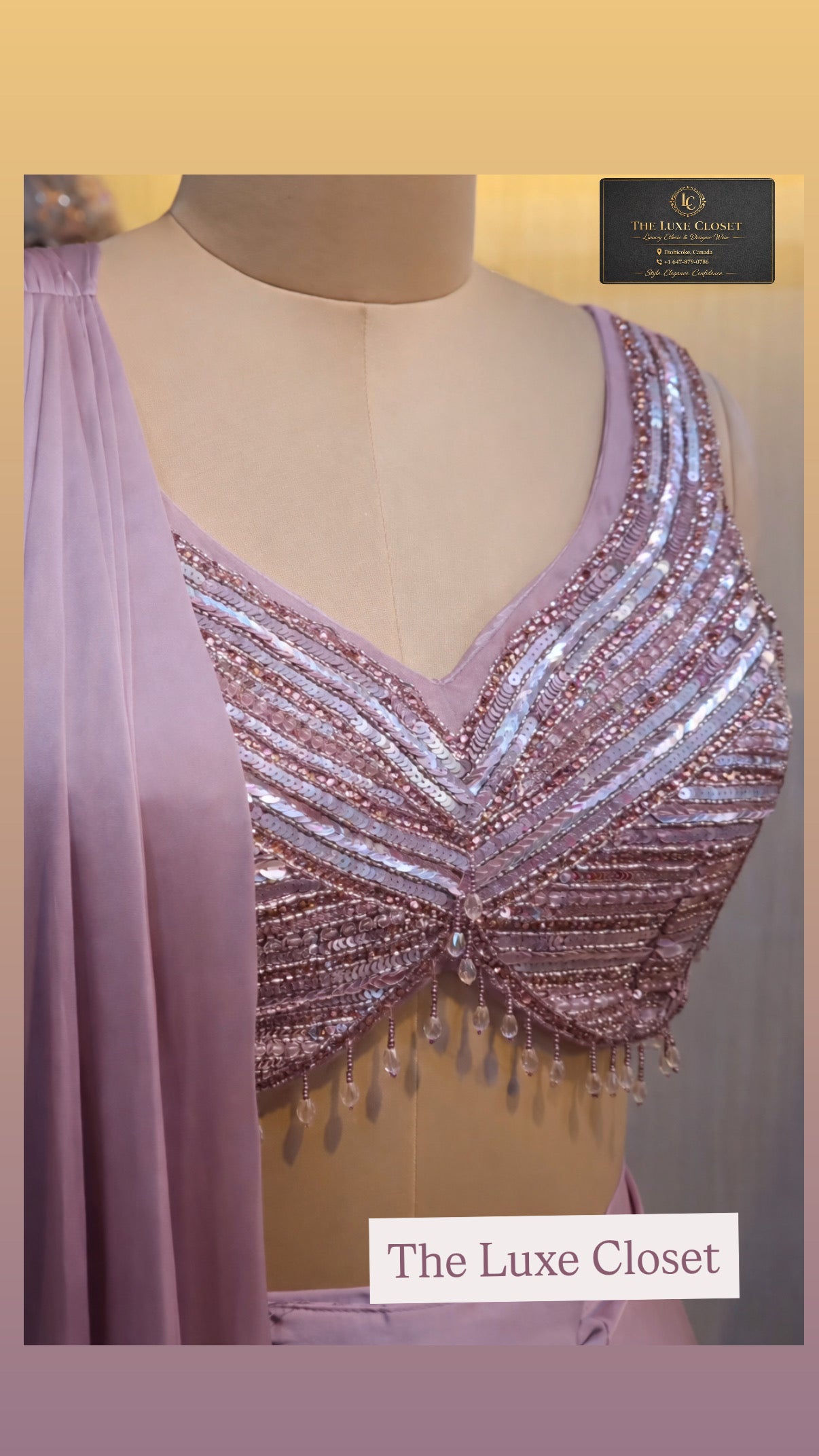 Dusky mauve Designer saree