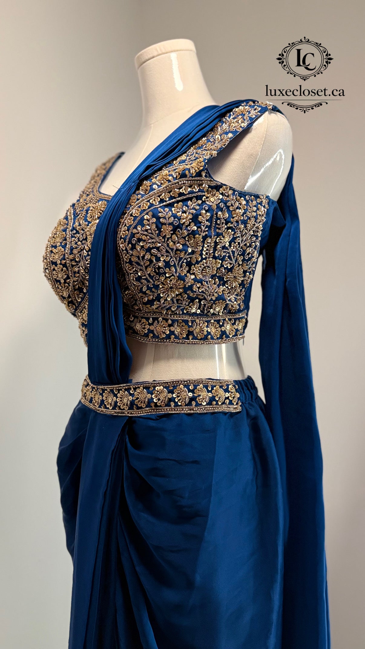 Royal Navy Blue Statement Drape Saree