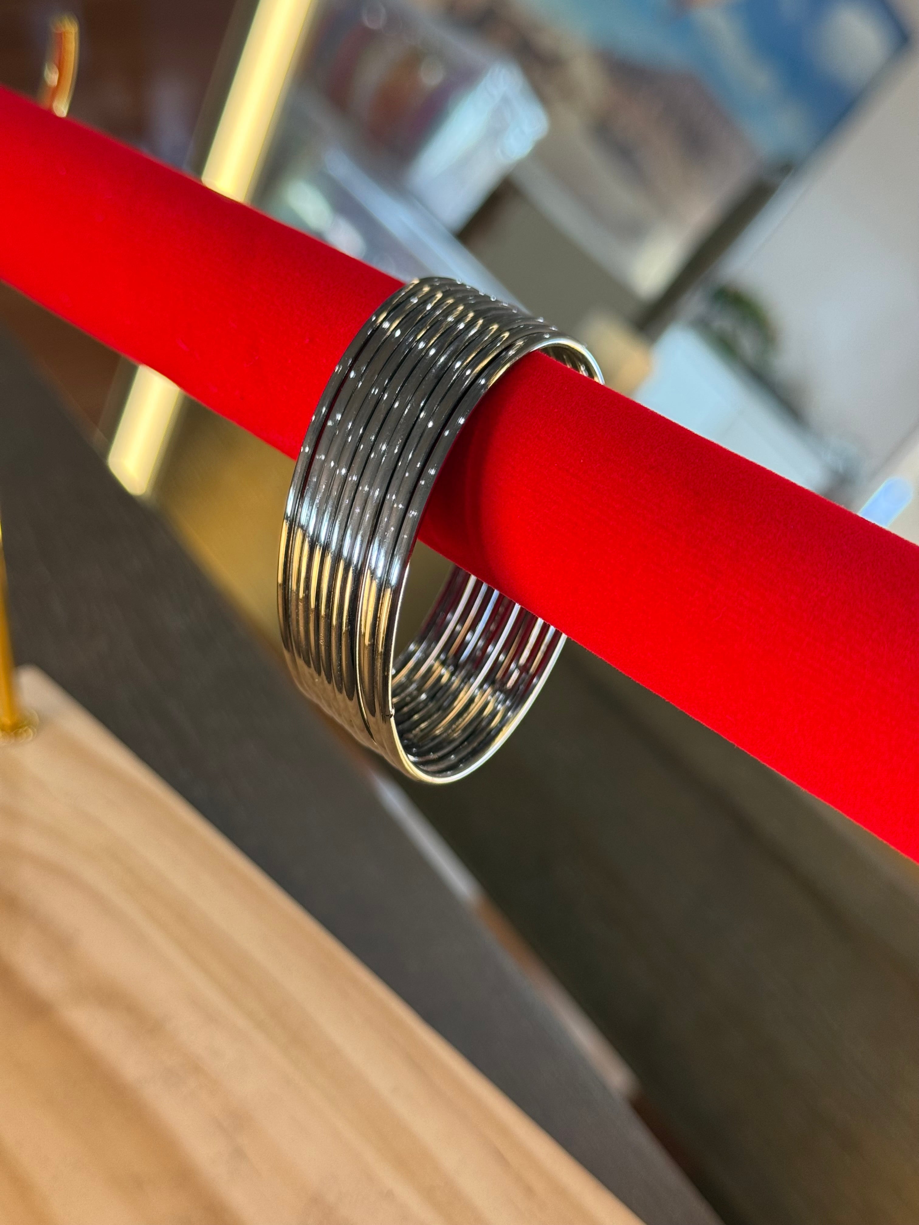 Metal bangles- black silver