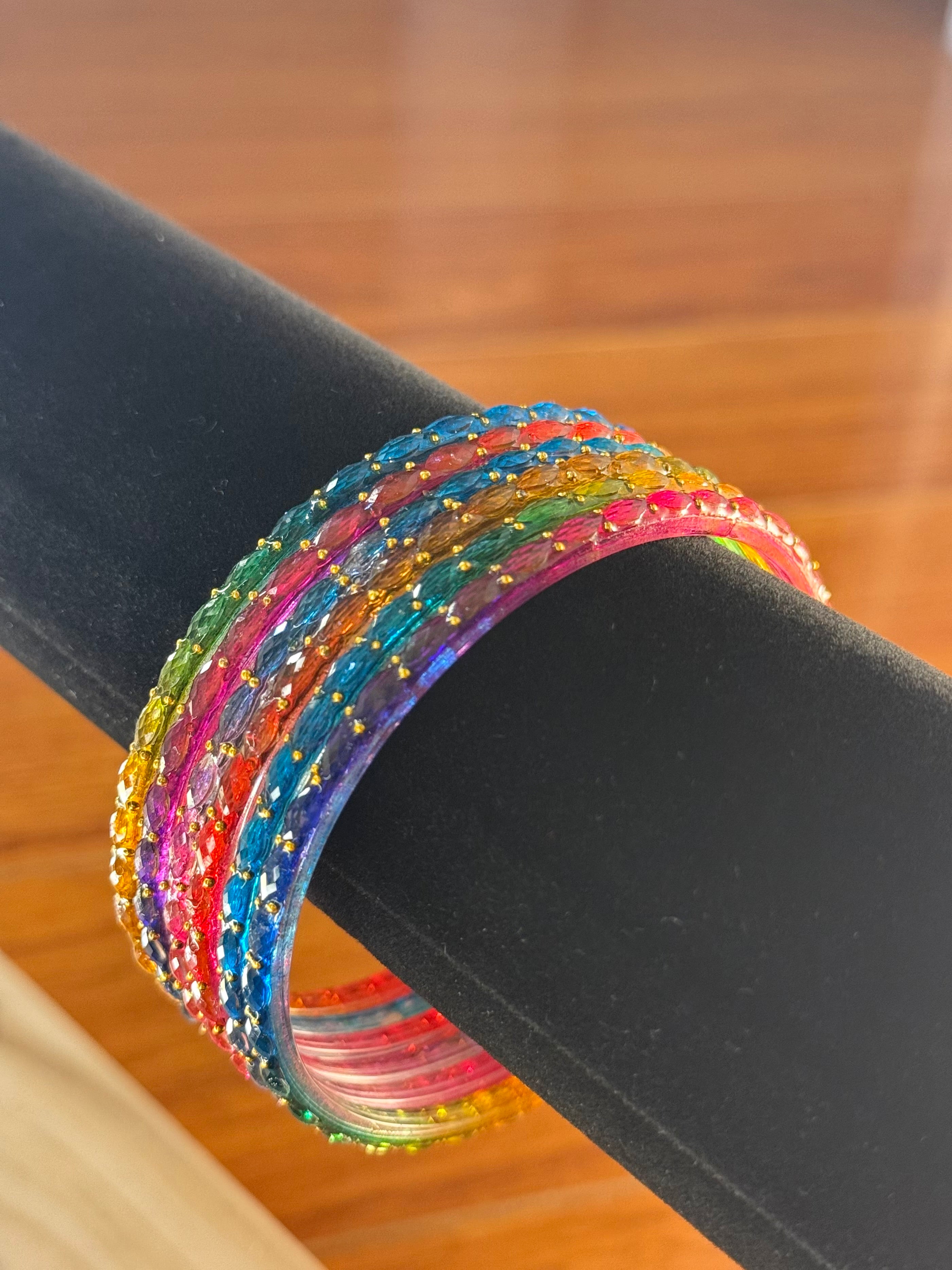 Raindrop Glass Bangles- Multicolor