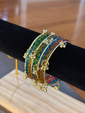Raindrop Kashmiri Bangles- Multicolor 10pc