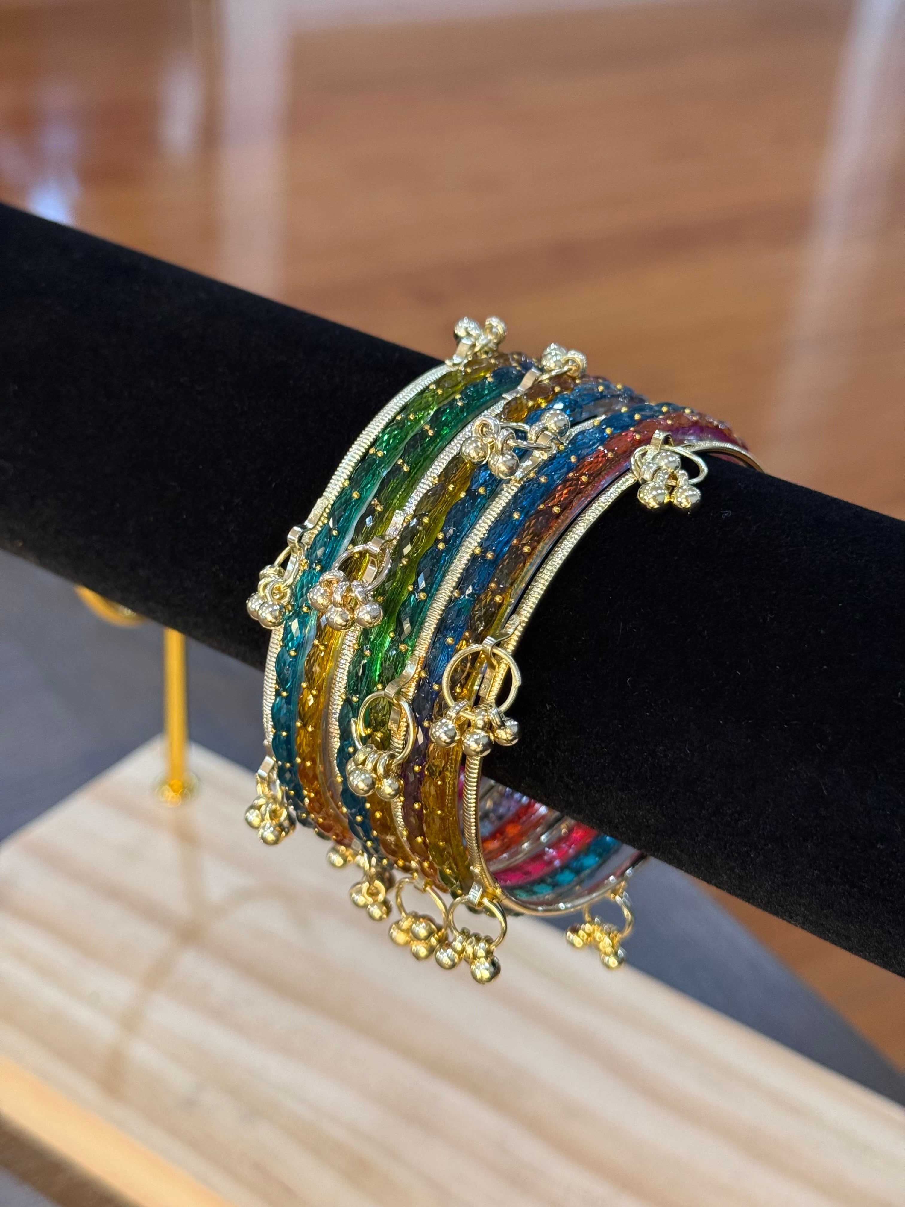 Raindrop Kashmiri Bangles- Multicolor 10pc