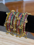 Raindrop Kashmiri Bangle set- Multicolor 19pc