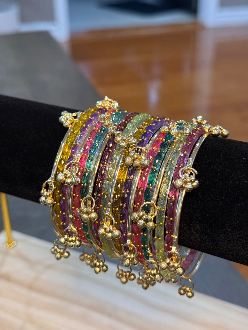 Raindrop Kashmiri Bangle set- Multicolor 19pc