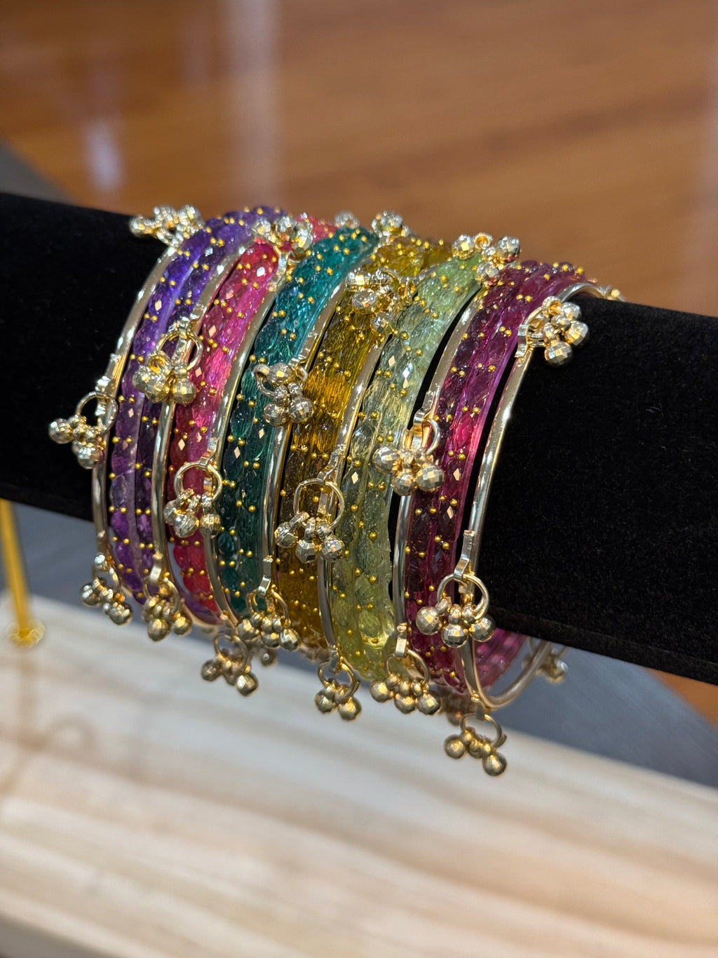 Raindrop Kashmiri Bangle set- Multicolor 19pc