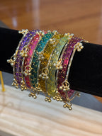 Raindrop Kashmiri Bangle set- Multicolor 19pc