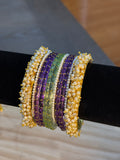 Raindrop with Pearls Set- Purple Lime