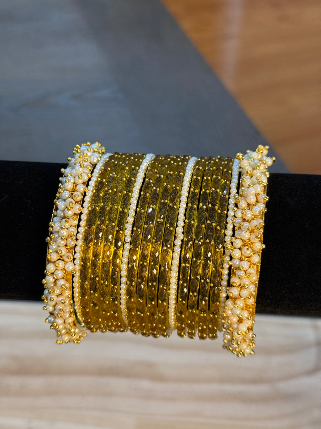 Raindrop with Pearl Set-Yellow