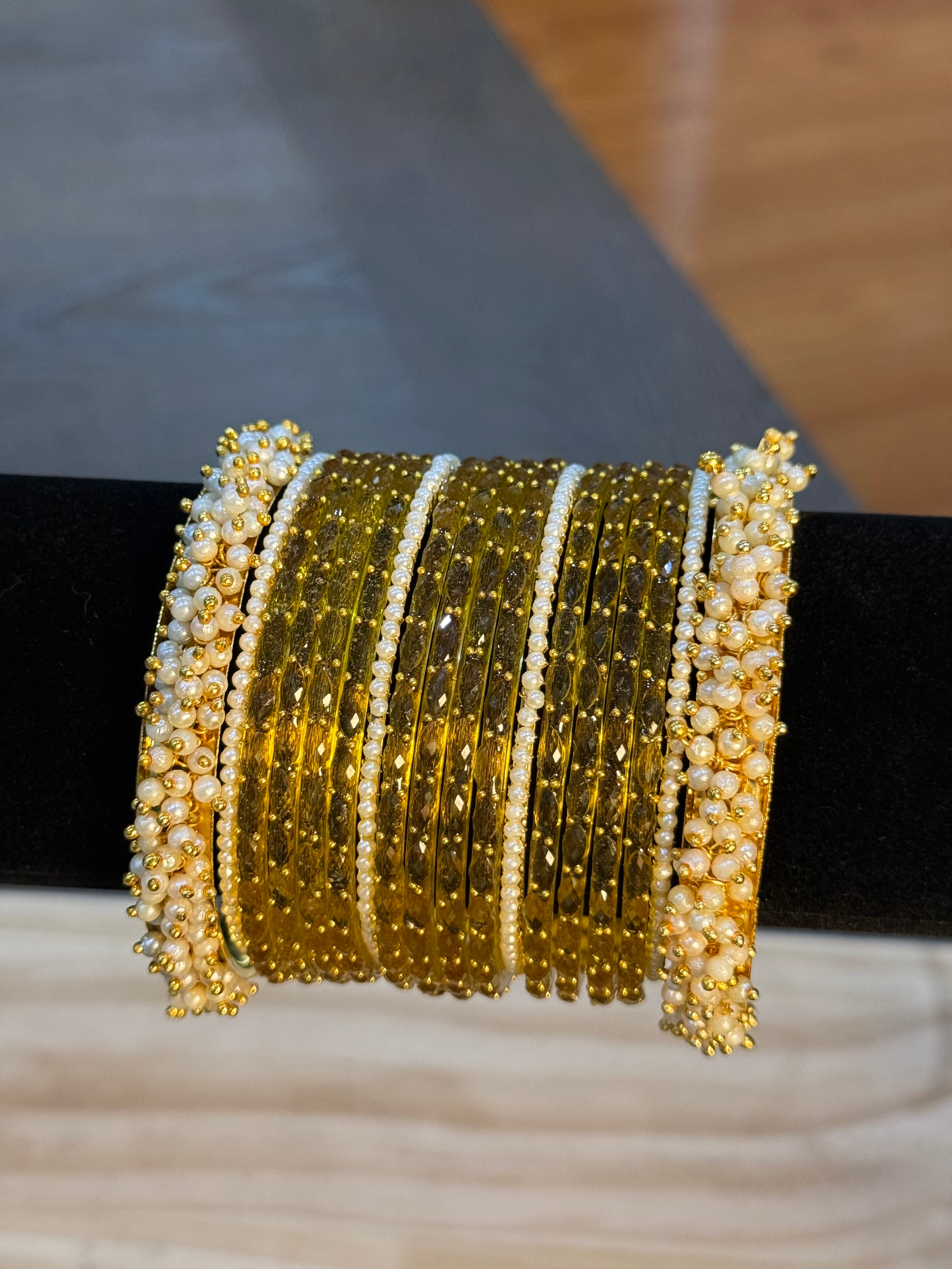 Raindrop with Pearl Set-Yellow