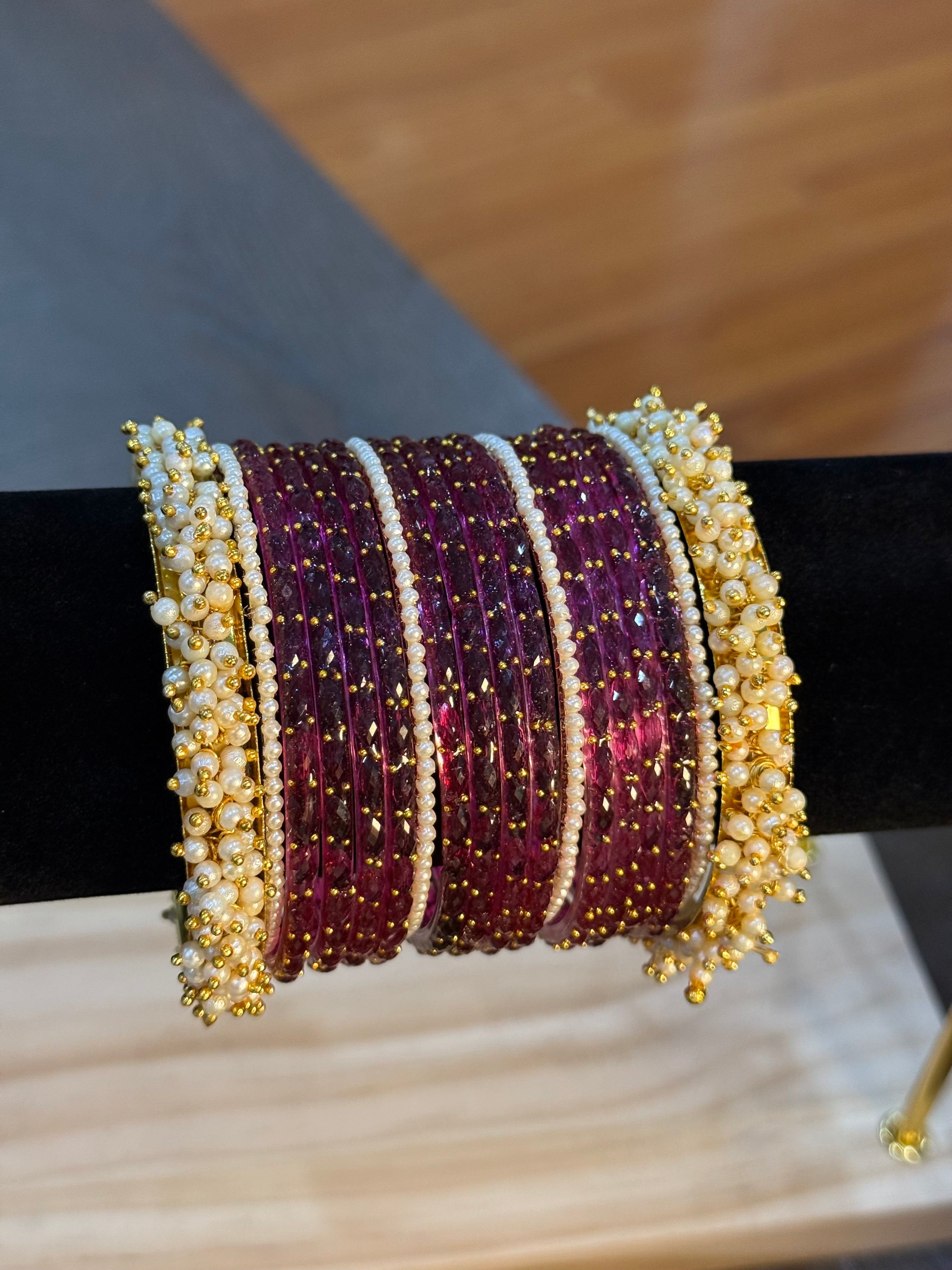 Raindrop with Pearls Set- Mauve