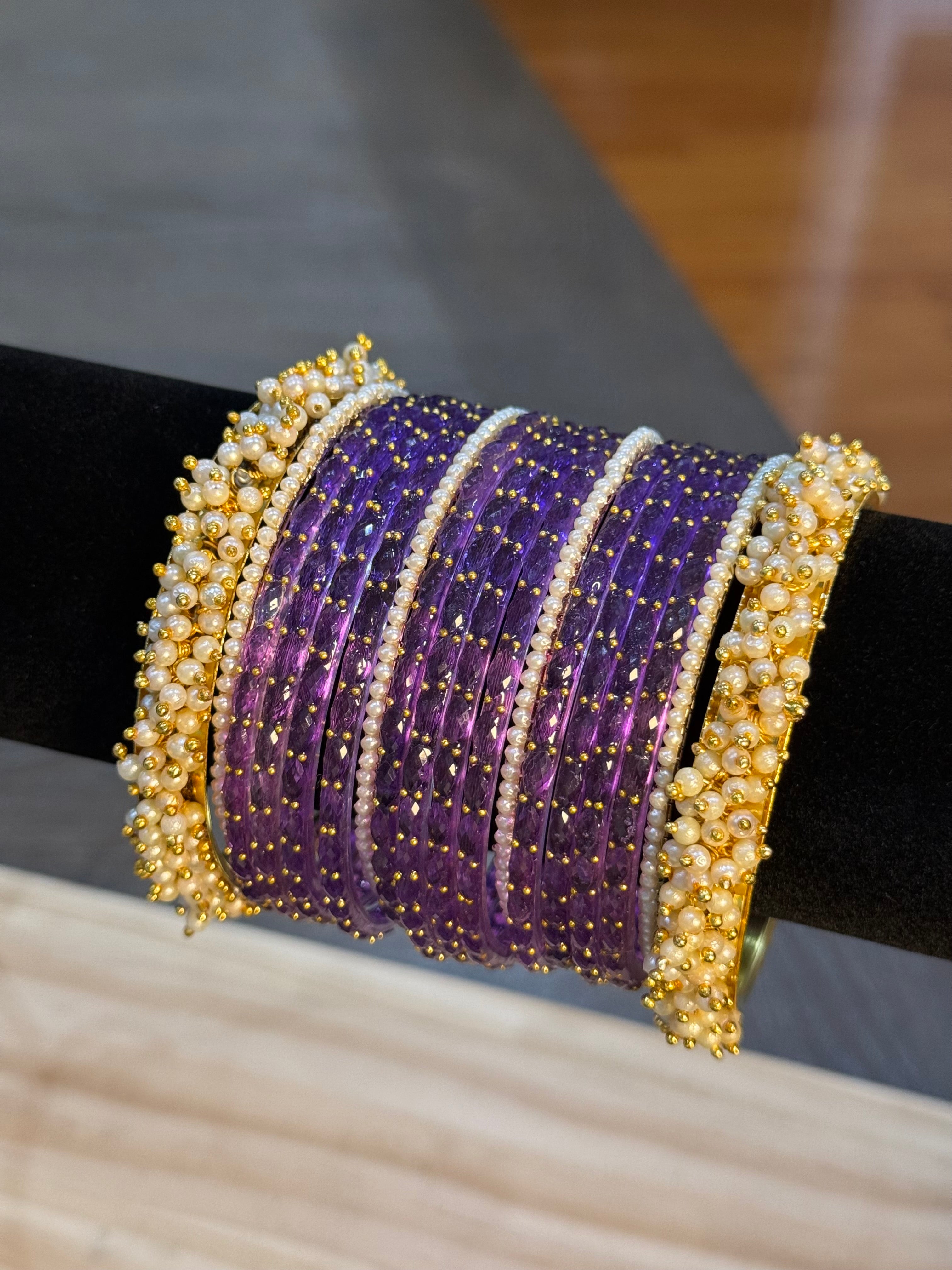 Raindrop with Pearls Set- Purple