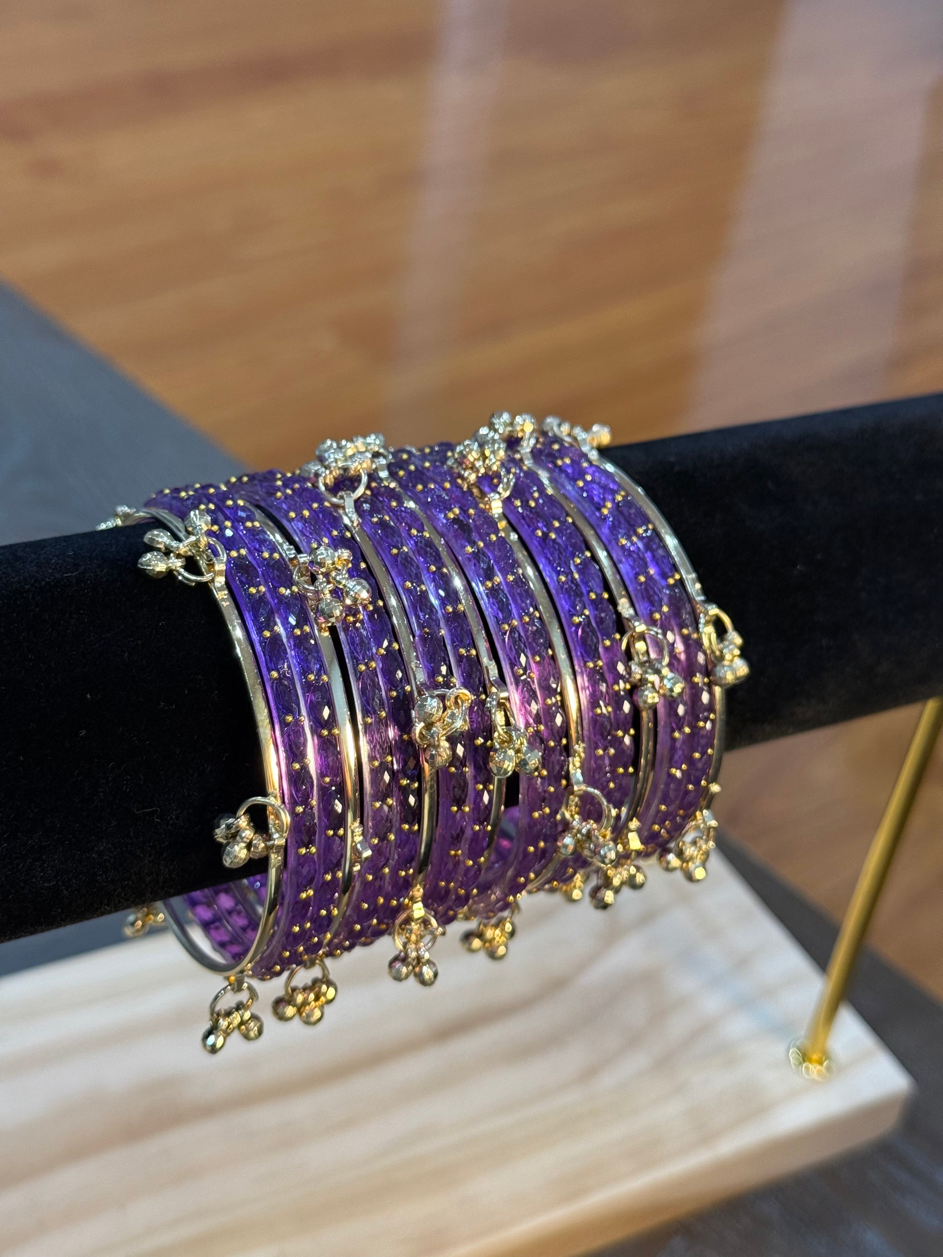 Raindrop Kashmiri Bangles-Purple