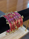 Raindrop Kashmiri Bangles-Pink