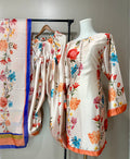 Ivory Floral Satin  Farshi Salwar Suit