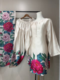 Rich Pink & Teal Floral Ivory base Farshi Salwar Suit