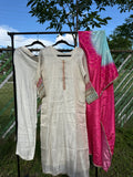 bandhani Dupatta 3pc suit with real mirror kurta