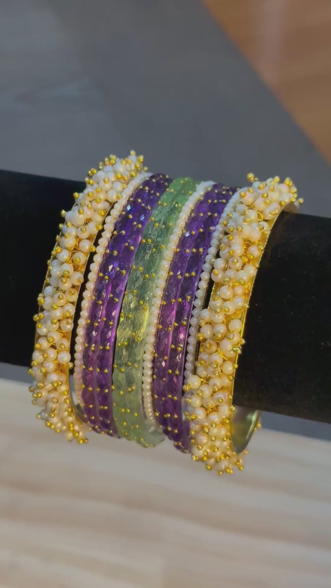 Raindrop with Pearls Set- Purple Lime