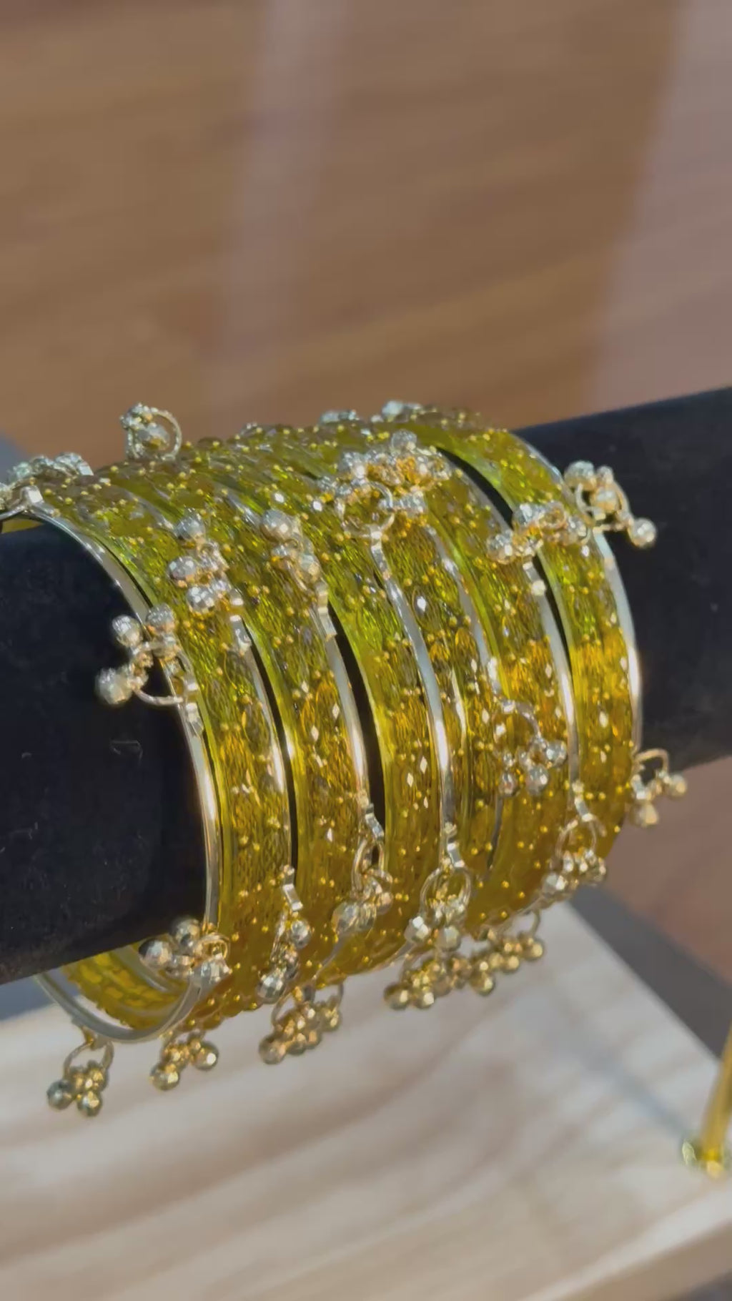 Raindrop Kasmiri Bangles-Yellow
