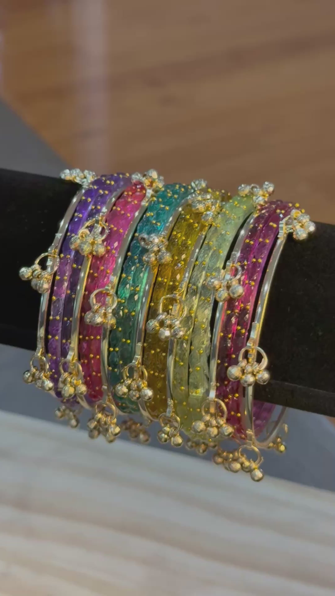 Raindrop Kashmiri Bangle set- Multicolor 19pc