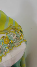 Pastel Organza Banarasi Dhoti Suit with Zardozi & Pearl Work