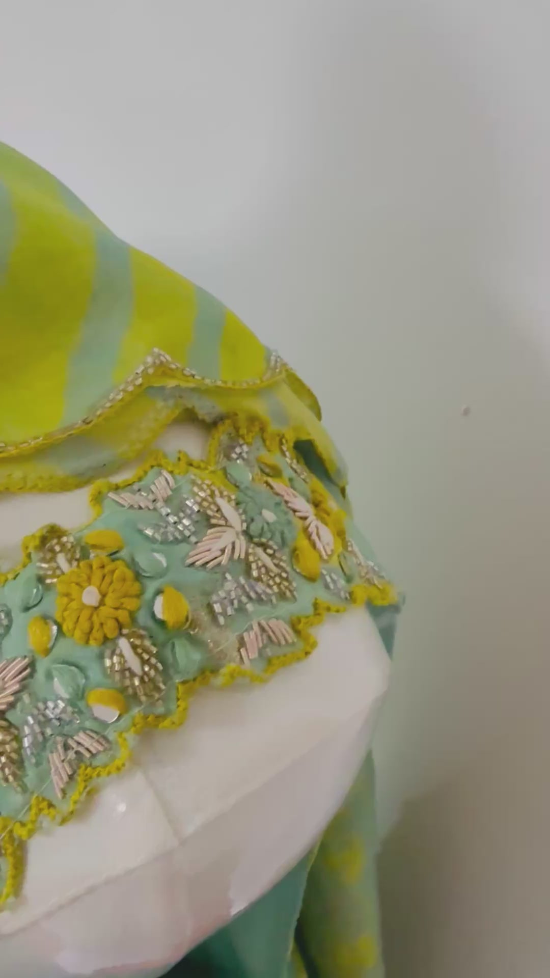 Pastel Organza Banarasi Dhoti Suit with Zardozi & Pearl Work