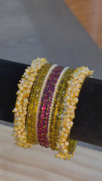 Raindrop with Pearls Set-  Yellow Mauve