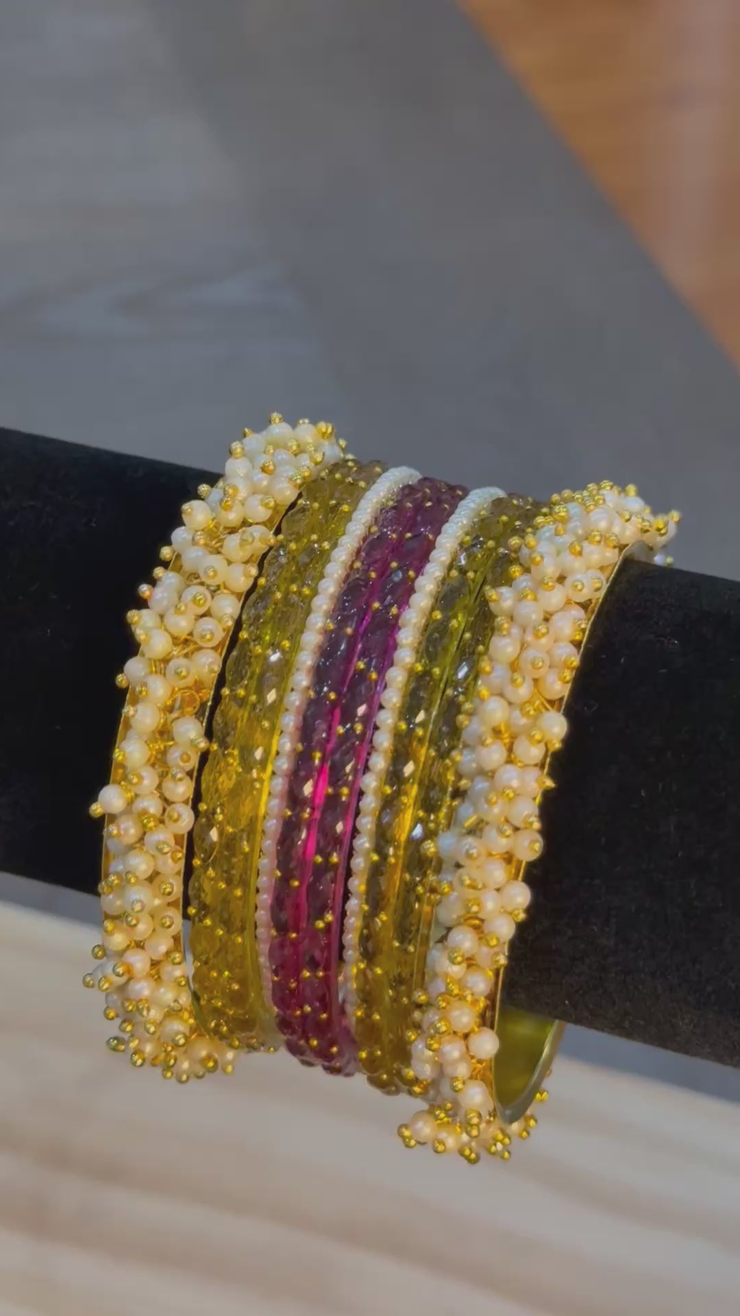 Raindrop with Pearls Set-  Yellow Mauve