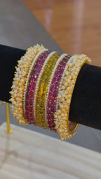 Raindrop with Pearls set- Mauve yellow