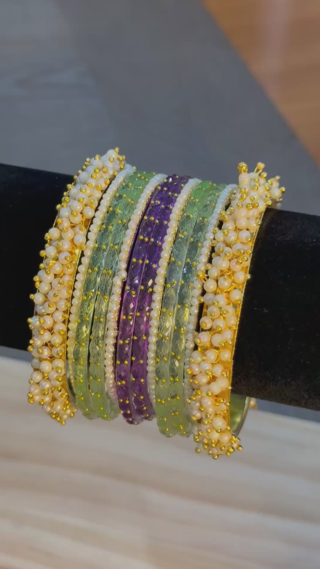 Raindrop with Pearls set-Lime Purple