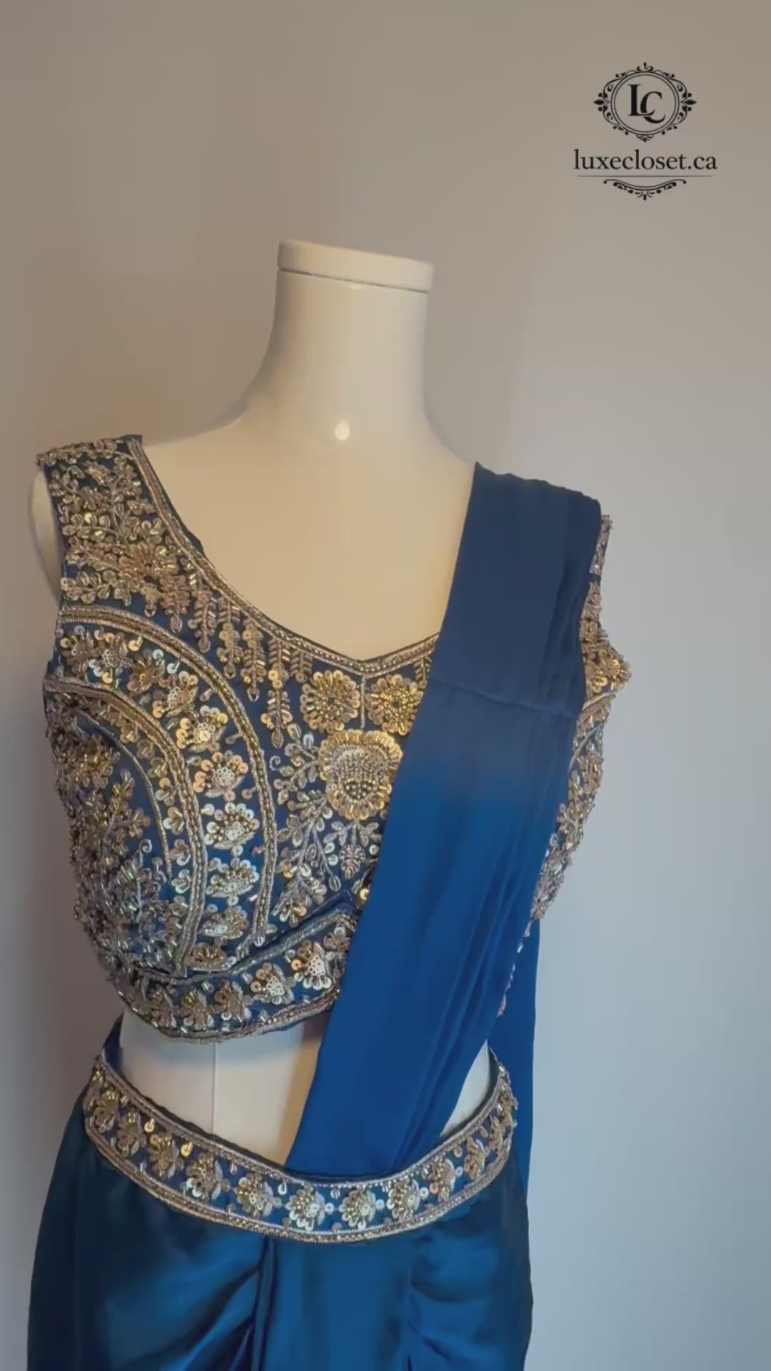 Royal Navy Blue Statement Drape Saree