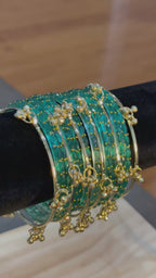 Raindrop Kashmiri Bangles- Green