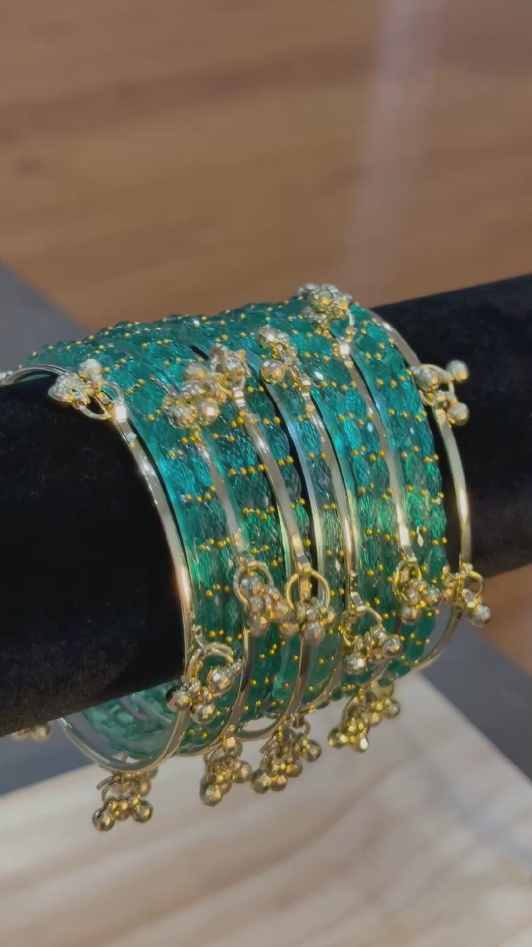 Raindrop Kashmiri Bangles- Green