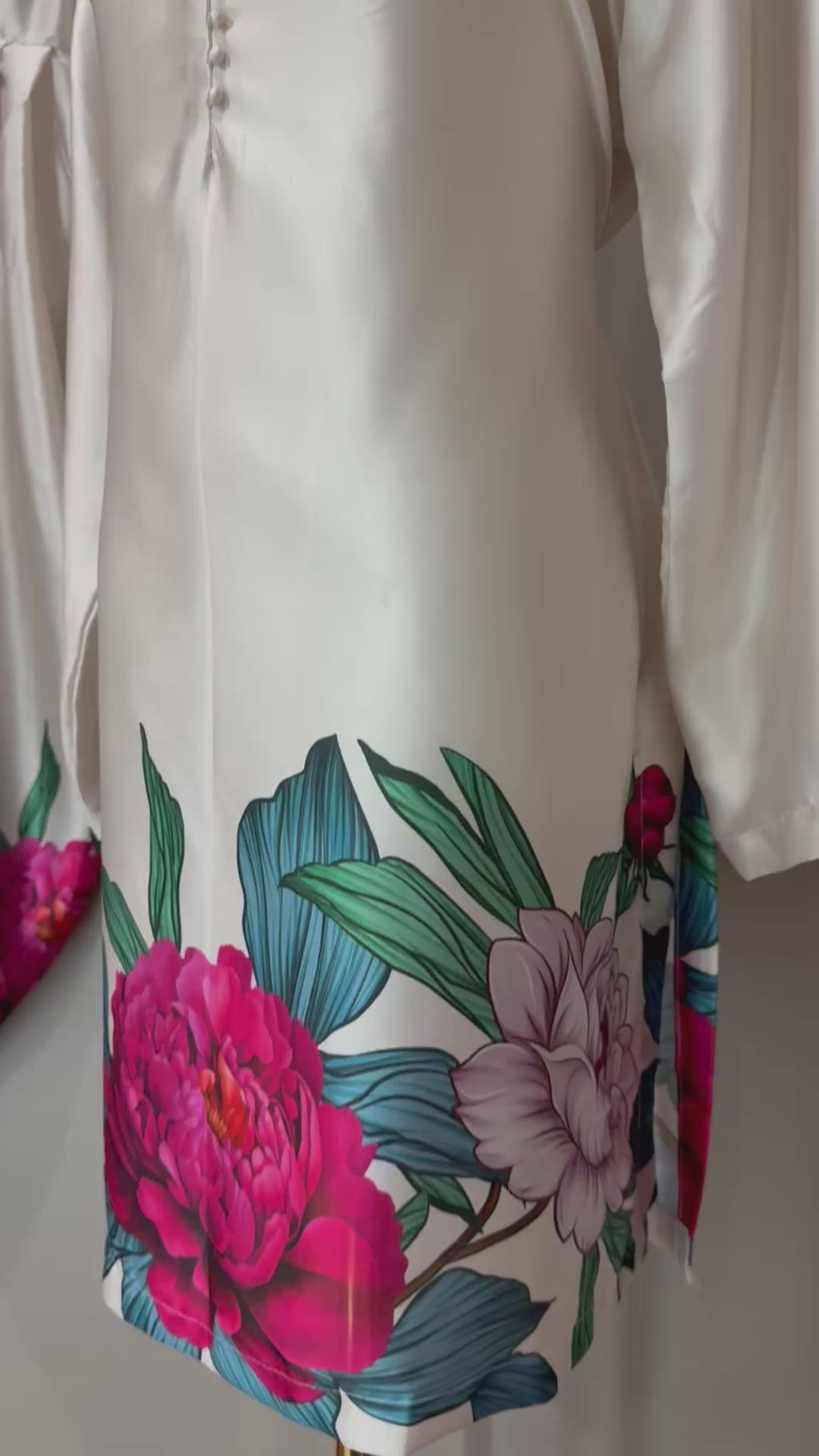 Rich Pink & Teal Floral Ivory base Farshi Salwar Suit