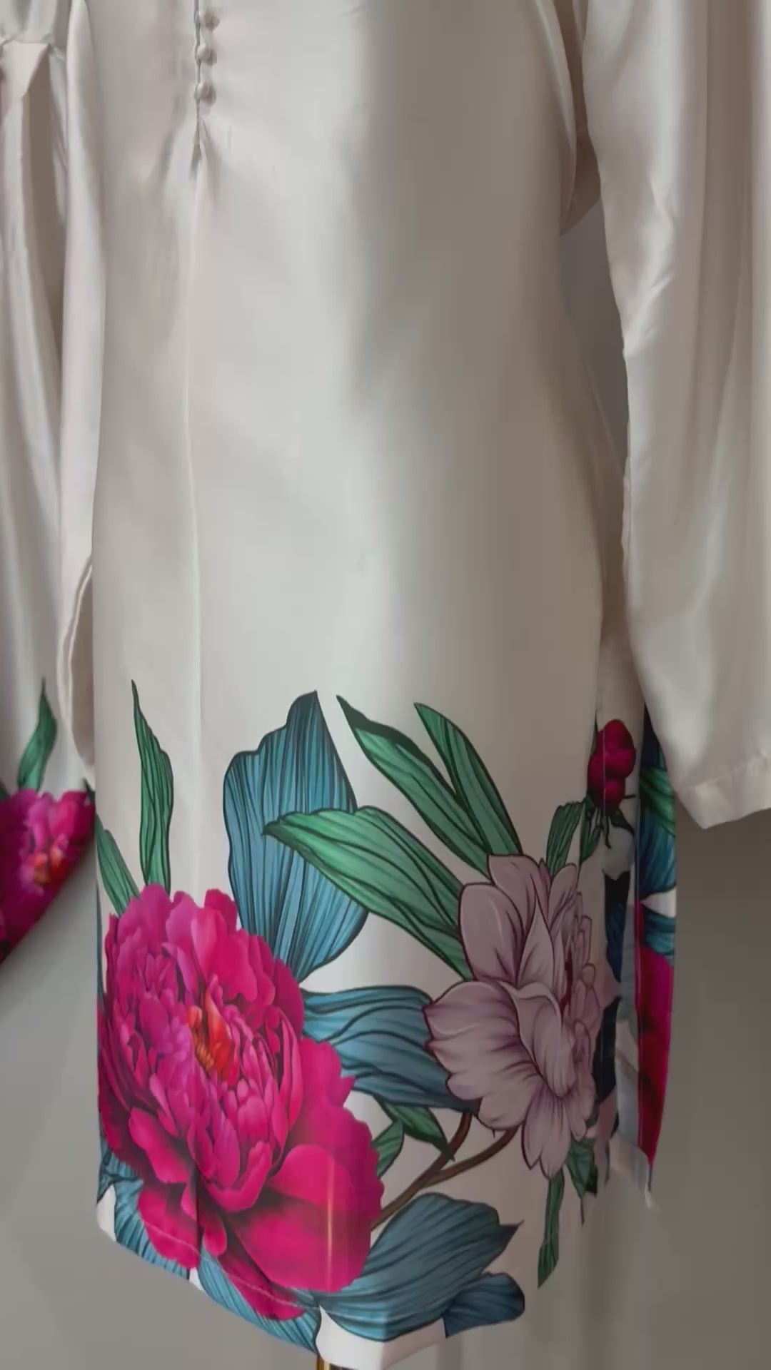 Rich Pink & Teal Floral Ivory base Farshi Salwar Suit