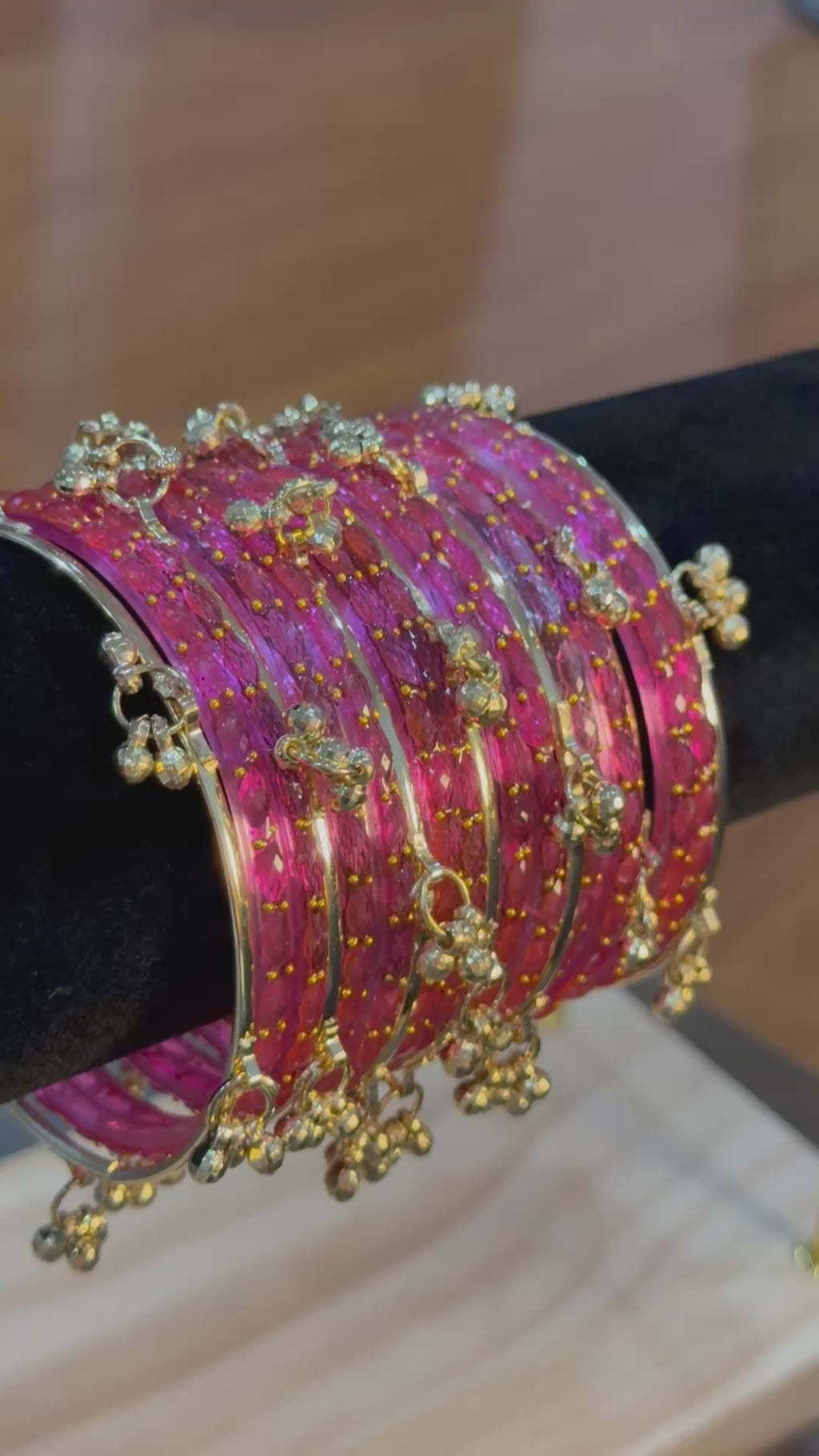 Raindrop Kashmiri Bangles-Pink