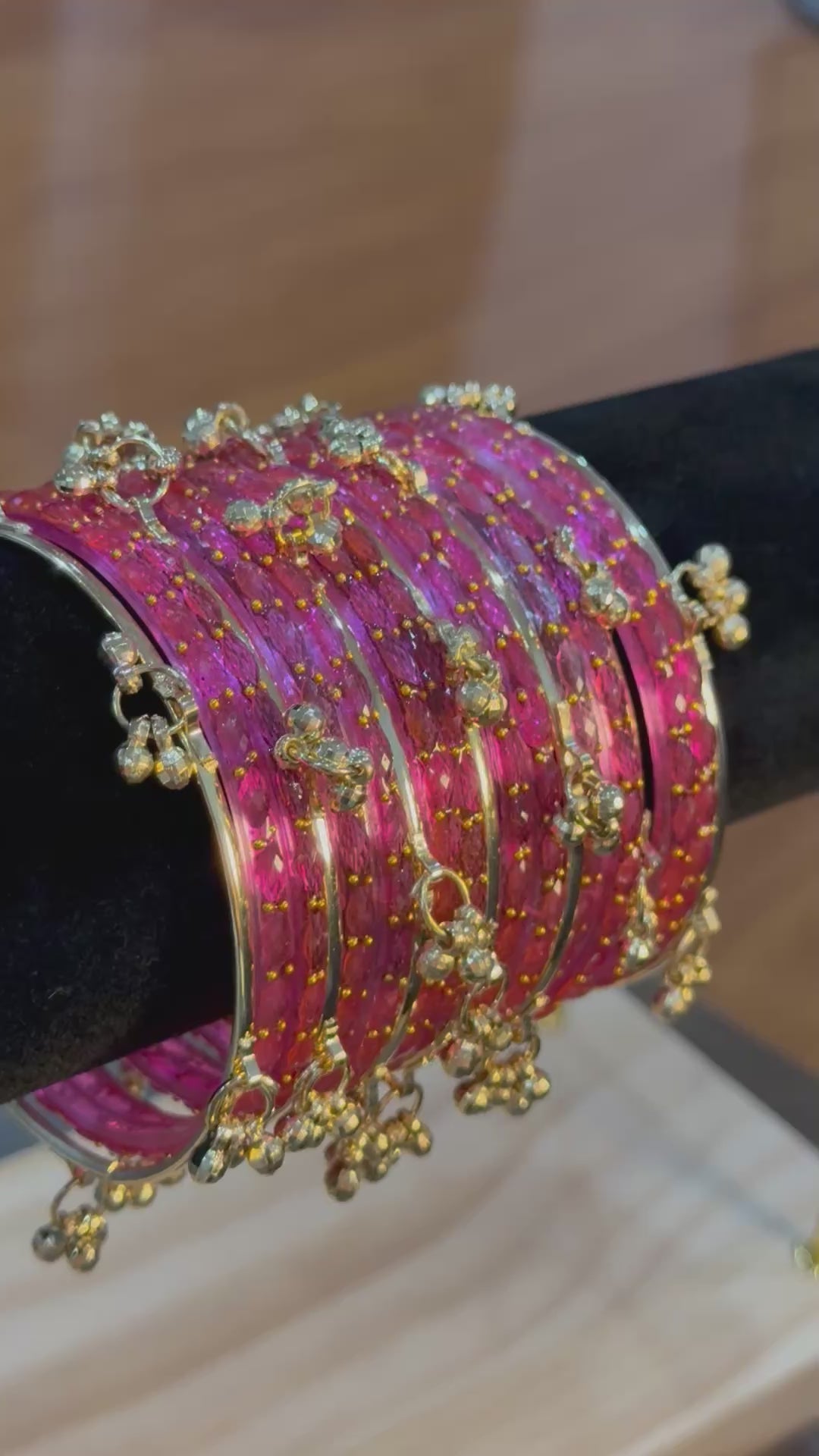 Raindrop Kashmiri Bangles-Pink