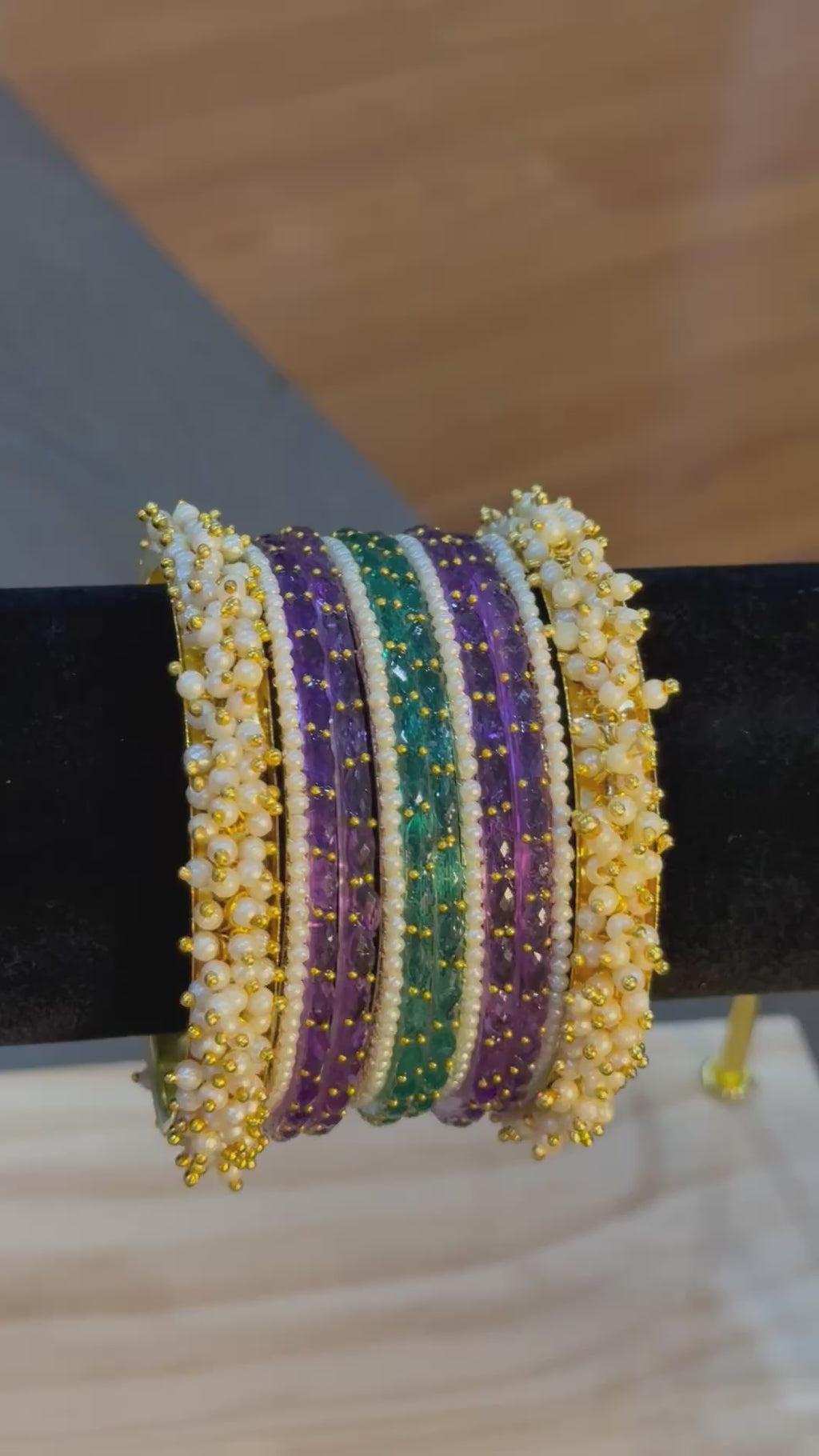Raindrop with Pearls set-Purple Green