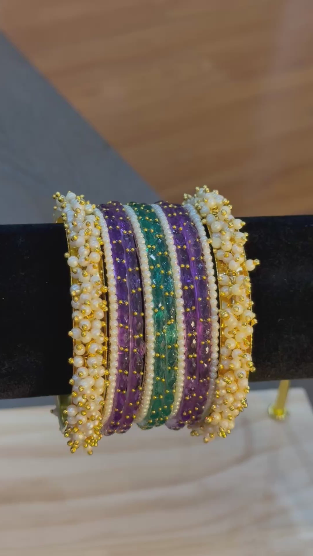 Raindrop with Pearls set-Purple Green